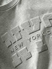 Daypath Men's 3D Embossed Letter Graphic T-Shirt, Drop Shoulder Crew Neck Short Sleeve Tee For Casual Daily Wear And Streetwear - Light Grey - View 5