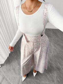 Elenzga Jumpsuit Overall Putih Model Baru Minimalis Elegan Kasual Ukuran Plus untuk Wanita, Cocok untuk Makan Siang di Musim Gugur dan Acara Malam Hari - Khaki - View 8