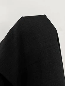 SHEIN Frenchy 大尺碼優雅度假風V領雙層荷葉袖洋裝 - 黑色 - 查看 8