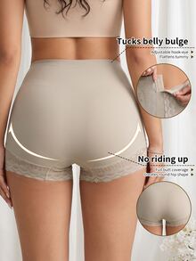 Coutiva Lace Trim Tummy Control Shaping Panties - Coffee - View 2