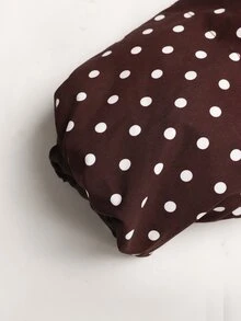 SHEIN Tween Girls Brown Polka Dot Oversized Cropped Stand Collar Puffer Padded Winter Coat - Brown - View 7