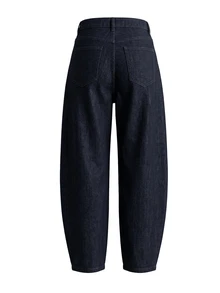 SHEIN Women's Fashion Metal Eyelet Decor Original Color Washed Denim Jeans - Navy Blue - View 2