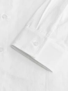 Suiteron 男士白色長袖襯衫，溫莎領防皺面料上衣，休閒日常通勤穿搭 - 白色 - 查看 8