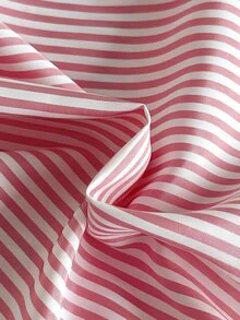 SHEIN Playful Pals 1件女嬰鈕扣襯衫，甜美紅白條紋花朵貼布長袖翻領，正裝款，生日派對秋季假期獨角獸韓風 - 紅色 - 查看 7
