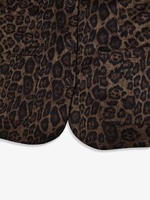 Linhara CURVE Plus Size Women's Leopard Print Casual Versatile Daily Wear Long Sleeve Jacket - Brown - View 5