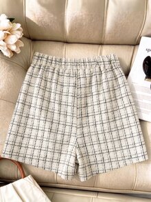 GlowEve CURVE Rok celana pendek motif kotak-kotak elegan ukuran plus untuk bepergian. - Aprikot - View 2