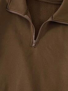 青少年女孩 2件組 素色與條紋抓絨半拉鍊套頭衛衣 秋冬款 - 彩色 - 查看 5