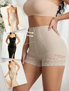 Coutiva Lace Trim Tummy Control Shaping Panties - Coffee - View 5