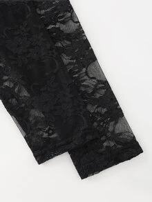 GlowEve CURVE Plus Size Women's Elegant Sheer Elastic Lace Layering Base Long Sleeve Fitted Black Top Fall - Black - View 3