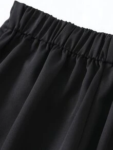 SHEIN Franclia 2026 Lady's Autumn-Winter New Style 3 PiecesPants, High-Waisted Slimming A-Line Black Wide-Leg Shorts With Metal Decorative Buttons, Luxurious And Exq - Black - View 8