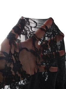 GlowEve CURVE Plus Size Women's Elegant Sheer Elastic Lace Layering Base Long Sleeve Fitted Black Top Fall - Black - View 6