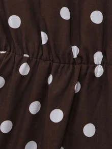 INAWLY Plus Size Fashion Street Polka Dot Print Romper - Brown - View 3
