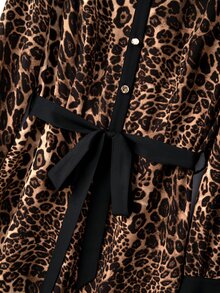 GlowEve CURVE Women's Autumn/Winter Leopard Print Button Long Sleeve Dress - Multicolor - View 4