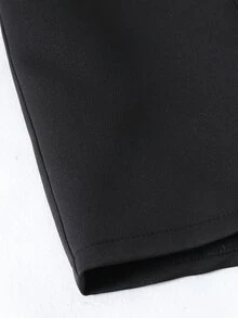 SHEIN Franclia 2026 Lady's Autumn-Winter New Style 3 PiecesPants, High-Waisted Slimming A-Line Black Wide-Leg Shorts With Metal Decorative Buttons, Luxurious And Exq - Black - View 4