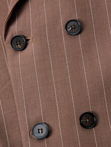 Manfinity Mode Men's Striped Double-Breasted Blazer And Trousers Casual Suit Set, Formal - Coffee Brown - View 7