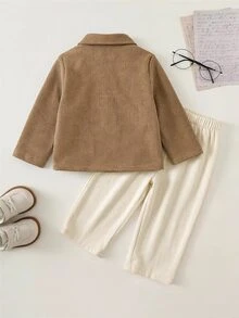 男女嬰兒/男嬰 2件組秋冬休閒學院風襯衫套裝，男嬰套裝 - 彩色 - 查看 2