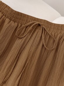 CosyJoli 大尺碼女款純色休閒百搭日常長褲 - 摩卡棕 - 查看 5