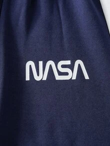 青少年男孩 13-16Y 配色拉鍊連帽外套與慢跑褲 2件套運動服，保暖字母印花秋冬運動休閒套裝，適合學校、日常與街頭穿搭 - 藍白色 - 查看 8