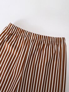 SHEIN 青少年女孩春/秋季百搭休閒可愛半拉鍊長袖衛衣與寬鬆直筒長褲套裝，適合日常穿著、購物、通勤與校園 - 棕色 - 查看 6
