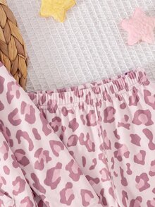 Cozy Pixies 女嬰兒童 2 件組純粉色抽繩連帽上衣與寬腿褲套裝，適合春季/秋季休閒與日常穿著 - 彩色 - 查看 8