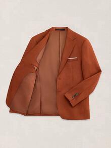 Suiteron Men's Casual Button Long Sleeve Blazer And Pocket Long Pants Suit Set , Italian-Tailored Relaxed Suit Set , Smart Casual, Business Commuting , Formal - Rust Brown - View 7