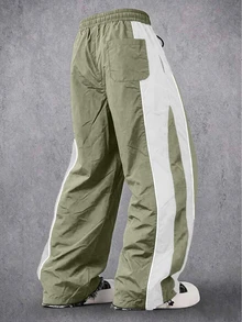 Manfinity Denimwave Men's Casual Striped Colorblock Drawstring Waist Long Pants - Grass Green - View 2