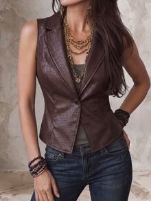 Solivie Women's Solid Color Fashion Versatile Daily Casual Vest - Coffee Brown - View 5