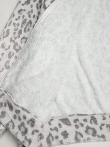 SHEIN 青少年女孩黑色愛心印花抓絨連帽拉鍊外套，秋季毛絨外套返校穿搭 - 杏色 - 查看 10