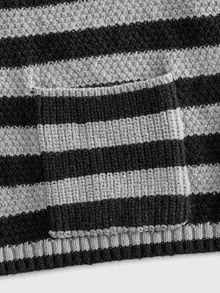ROMWE Vintage Y2K Asymmetric Placket All-Match Versatile Striped Retro Preppy Women's Cardigan - Grey - View 4