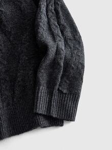 ROMWE MEN Street Life Men's Beaded Cable Knit Crew Neck Long Sleeve Loose Sweater - Grey - View 5