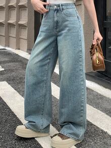 Dazy Tall Women's Loose Straight Leg Casual Denim Pants - Light Wash - View 6