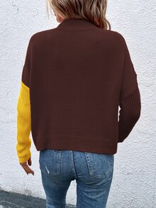 EMERY ROSE Áo len quấn patchwork phối màu phong cách thường ngày cho mùa Thu/Đông - Nhiều màu - Xem 2