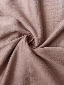 SHEIN LUNE Blus Longgar Lengan Panjang Berkerah V dengan Detail Renda dan Kerutan Ukuran Plus untuk Pakaian Kasual, Jalan-jalan, Kencan, Pesta, Perjalanan Sehari-hari, dan Pakaian Rumah Musim Gugur - Dusty Pink - View 6