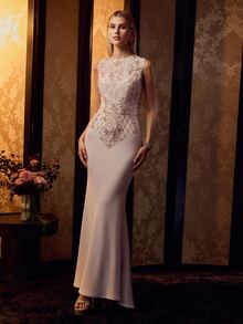 MOTF Soiréza WOMEN'S OCCASION WEAR BEADED EMBROIDERED FISH TAIL HEM DRESS - Apricot - View 5