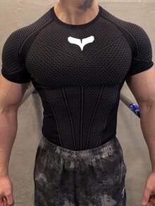 Gym Rark 男士插肩袖短袖蜘蛛印花運動T恤，附點線設計 - 黑色 - 查看 3