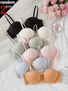 Randomly Ships 2 Of 6 Seamless One-Piece Wireless Thin Bra For Girl, Side-Smoothing Bra For Students And Teenage Girls - Multicolor - View 5