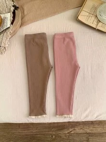 SHEIN 女嬰休閒百搭修身長款冬季長褲 - 彩色 - 查看 4