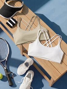 SHEIN Cheerettes 2件組女款素色休閒日常運動內衣 - 彩色 - 查看 2