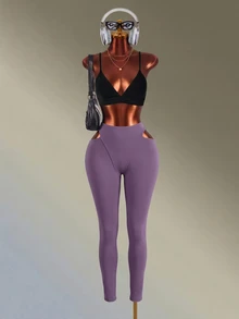 Amplova Women's Dark Purple Slim Fit Ankle Length Leggings - Purple - View 7