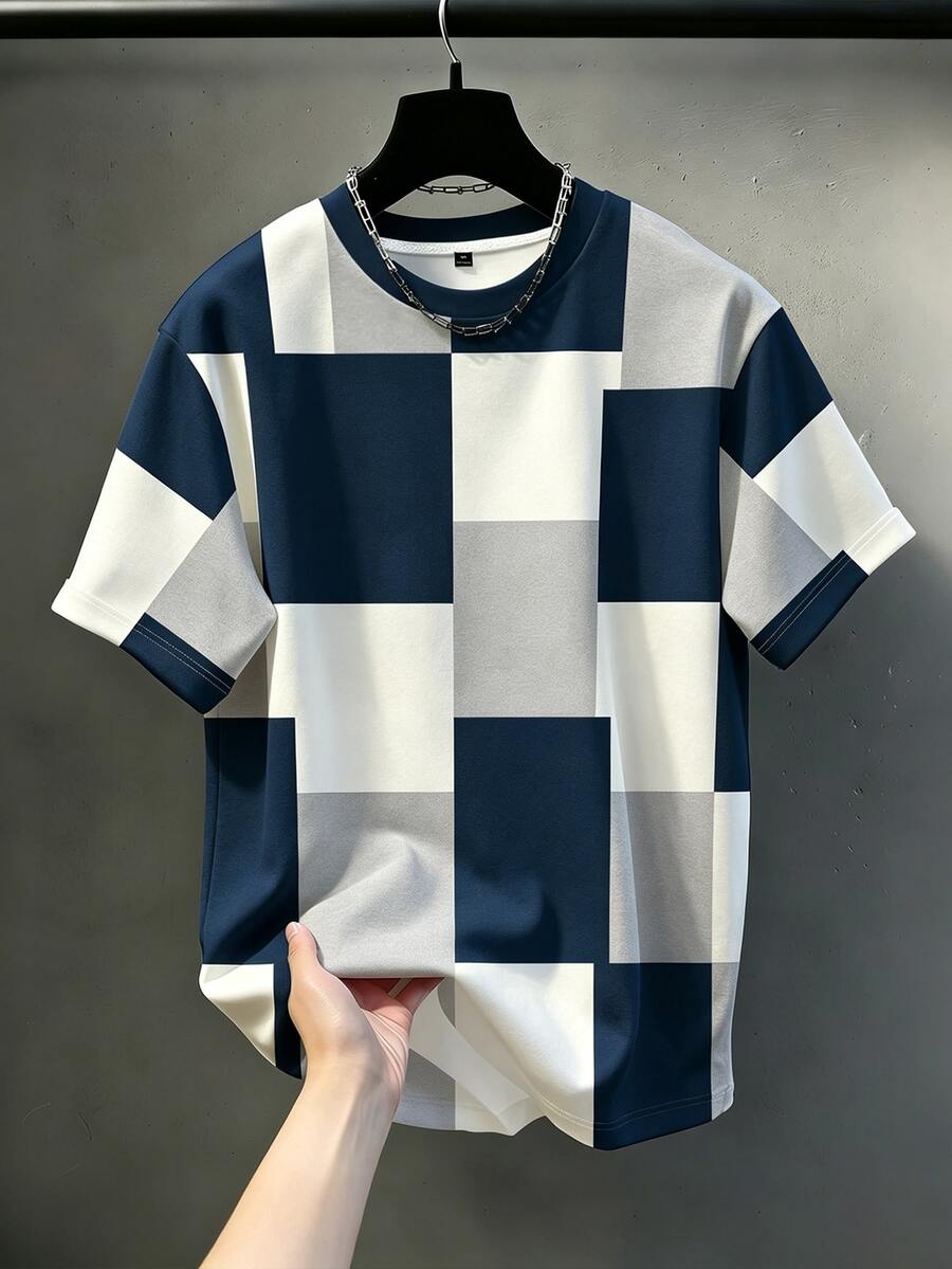 Manfinity Homme 男士休閒舒適上衣 大尺碼男裝時尚T恤 優雅百搭上衣套裝 - 彩色 - 查看 1