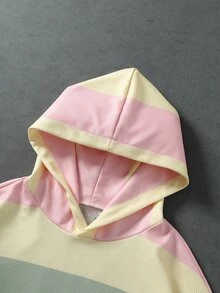 ROMWE MEN 男士寬鬆華夫格條紋連帽衫 - 彩色 - 查看 3