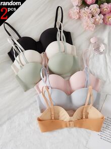Randomly Ships 2 Of 6 Seamless One-Piece Wireless Thin Bra For Girl, Side-Smoothing Bra For Students And Teenage Girls - Multicolor - View 1