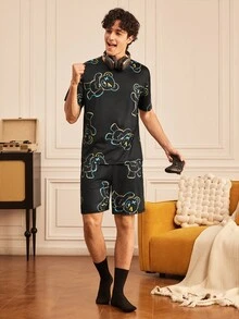 Provexi Provexi Happy Funny Cartoon Cute Quirky Men's Loungewear Set - Multicolor - View 6