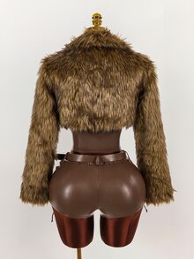 Amplova Women's Solid Color Tie-Up Design Casual Versatile Daily Wear Shorts - Brown - View 8