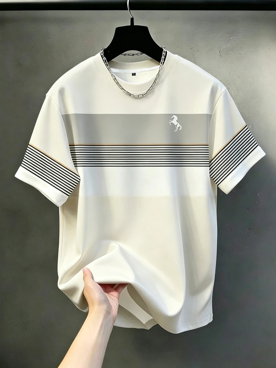 Manfinity Homme Duck Pattern Print Design On Abdominal Muscles, Men's Fashionable Summer Casual Sportswear, Men's Top - Multicolor - View 1