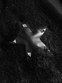 ROMWE MEN Men's Autumn/Winter Casual Star Embroidery & Rivet Decor Pullover Sweatshirt - Black - View 3