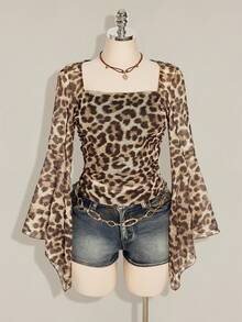 SHEIN ICON Plus Size Women Tops Fall - Khaki - View 7