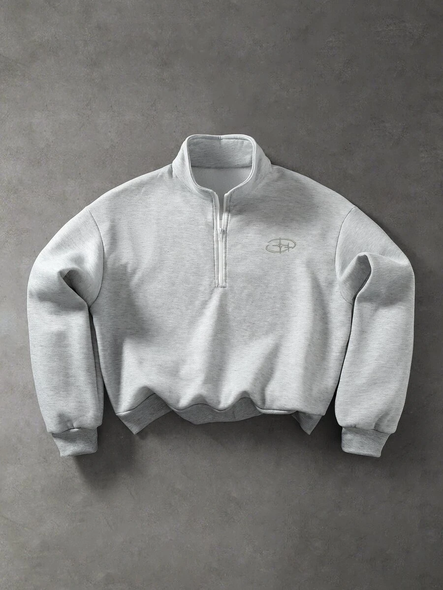 STYNVO Men's Geometric Print Long Sleeve Casual Pullover Sweatshirt - Grey - View 1