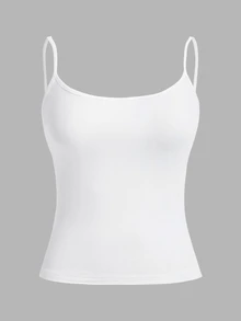 SHEIN EZwear 3件組休閒極簡白色細肩帶修身背心上衣，適合夏季與秋季疊穿 - 白色 - 查看 10