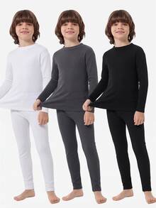 SHEIN 6件組男孩柔軟休閒舒適保暖內著套裝，適合假期穿著 - 彩色 - 查看 1